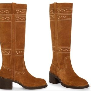 Steve Madden Gretchen chestnut suede knee high tall western boots